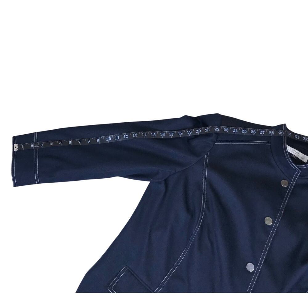 Tahari Arthur S. Levine Trench Coat Women’s 16W Navy Blue Cotton Button Front - Picture 8 of 9